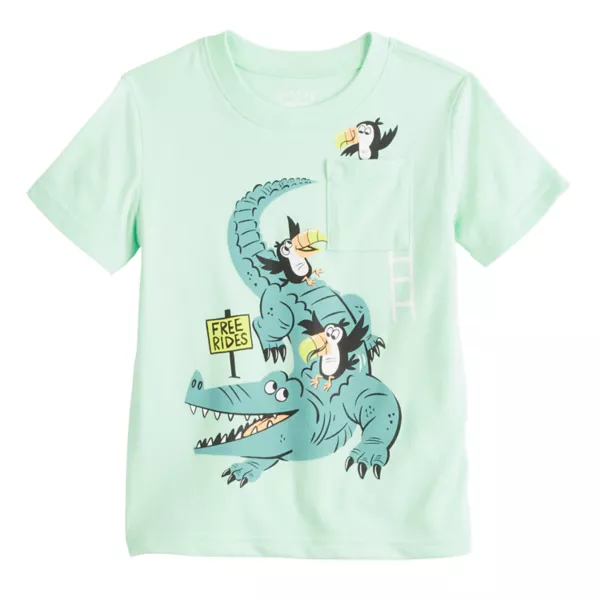 

Футболка с принтом и карманом для мальчиков Baby & Toddler Jumping Beans, цвет mint gator ride