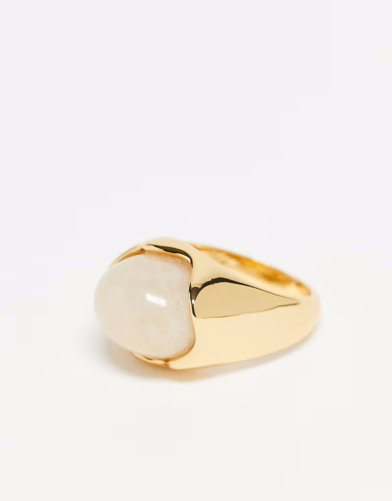 

Кольцо Premium с покрытием из 14-каратного золота и полудрагоценным янтарем Asos Design