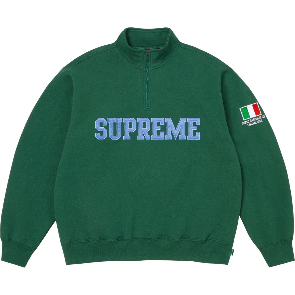 Свитшот Supreme с флагом Half Zip Pullover, желтый — фото 3