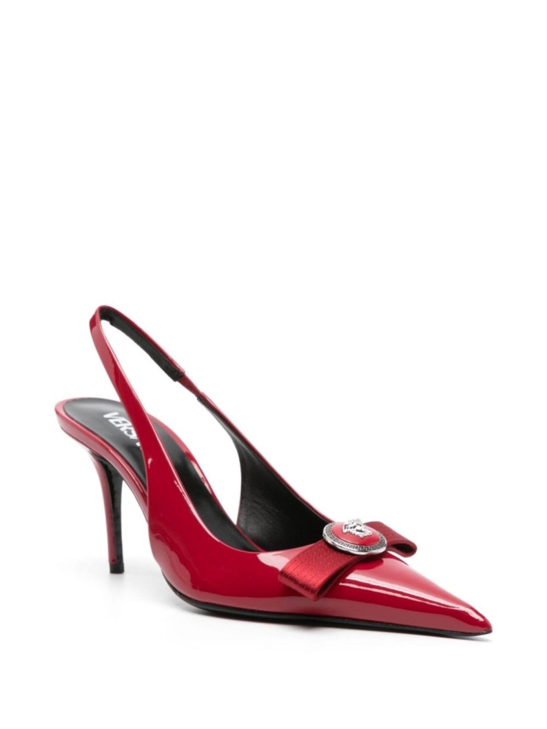 Versace туфли-лодочки Gianni-ribbon 85 мм с открытой пяткой, красный — фото 2