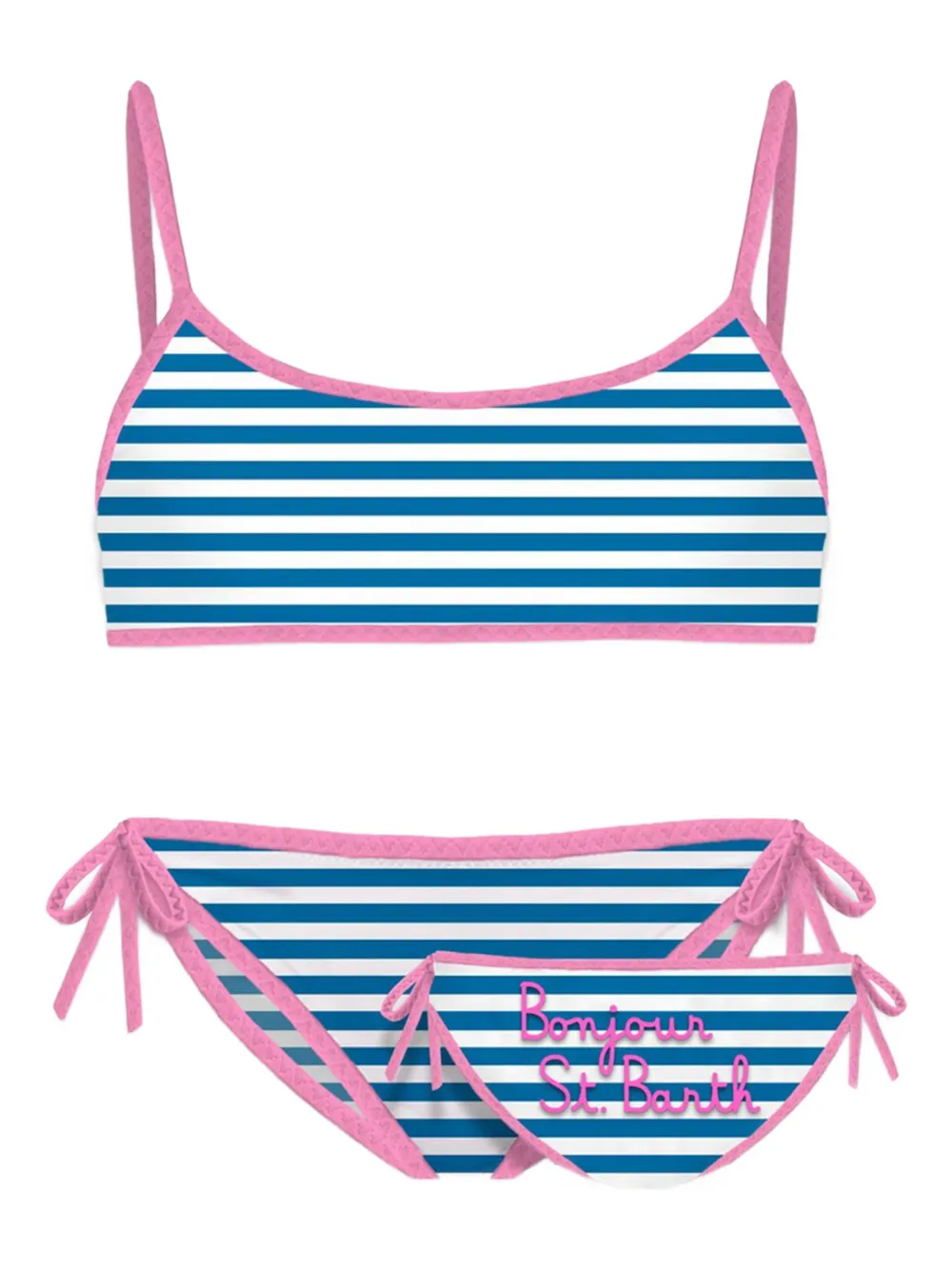 

Полосатый бикини с завязками Mc2 Saint Barth Kids, синий