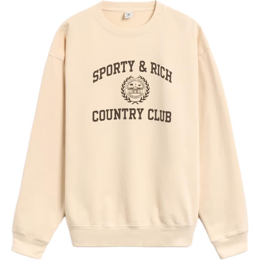 

H&W Crest Crewneck Sweatshirt SPORTY & RICH, бежевый