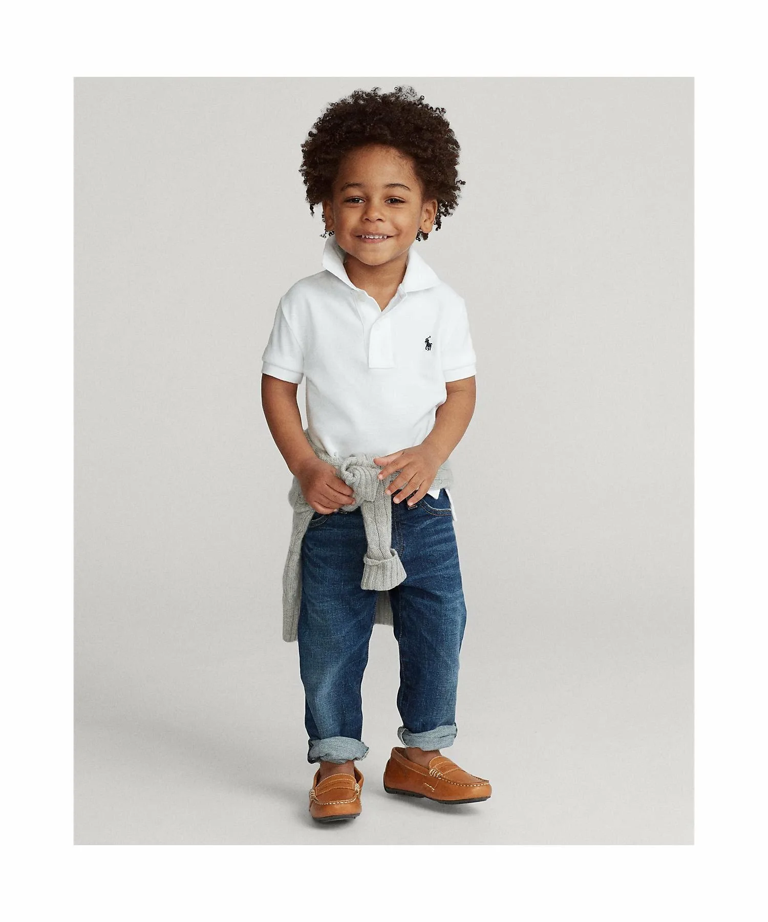 (Для мальчиков 2-7 лет) Хлопковая сетчатая рубашка-поло Polo Ralph Lauren, 100 White — фото 4