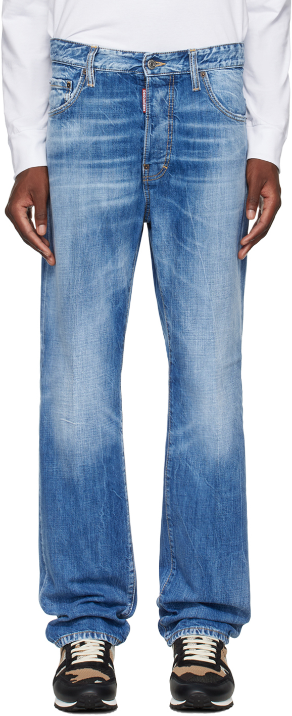 

Синие джинсы Bro с эффектом винтажной стирки Dsquared2