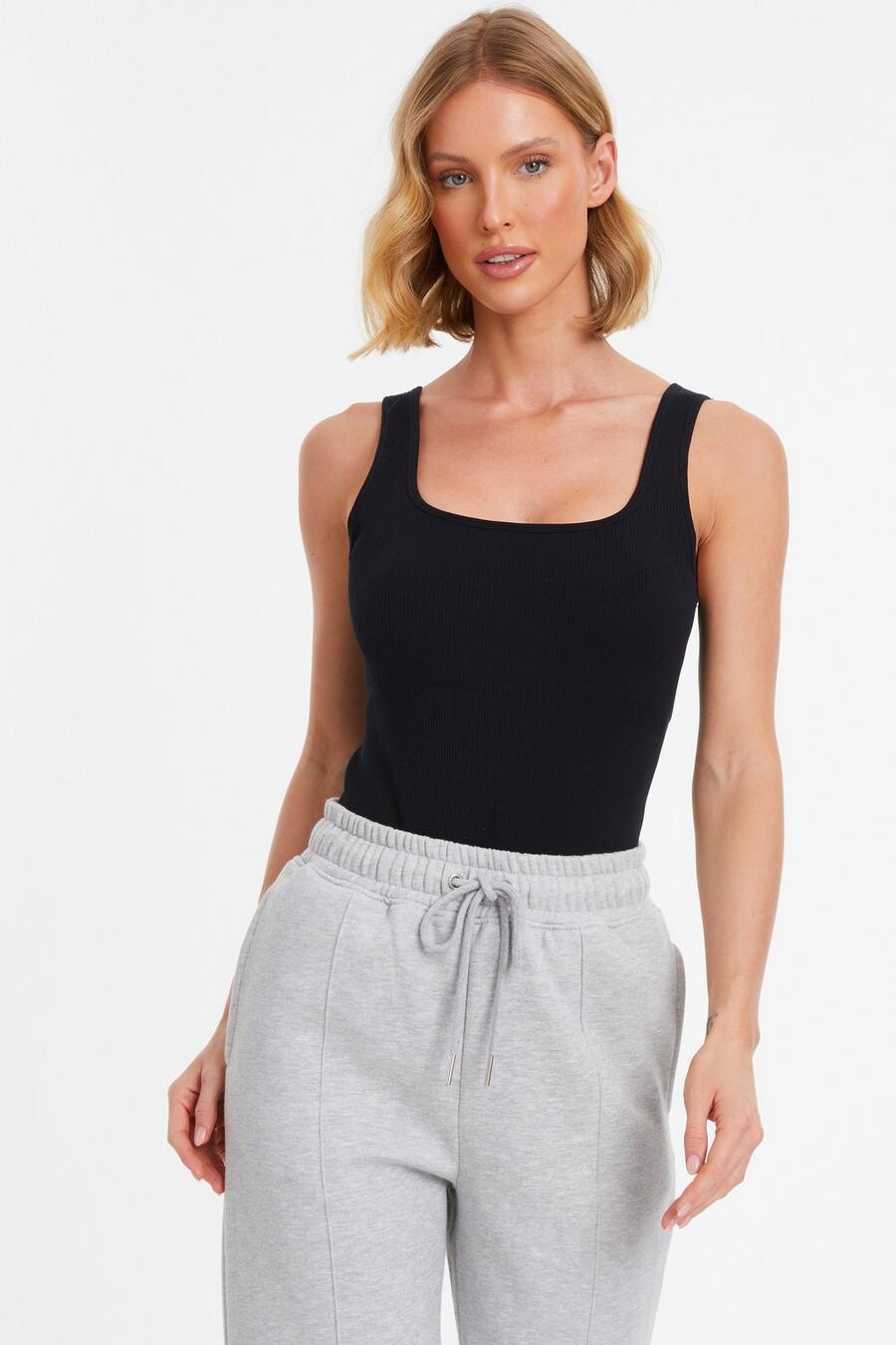 

Черный бесшовный боди QUIZ Clothing
