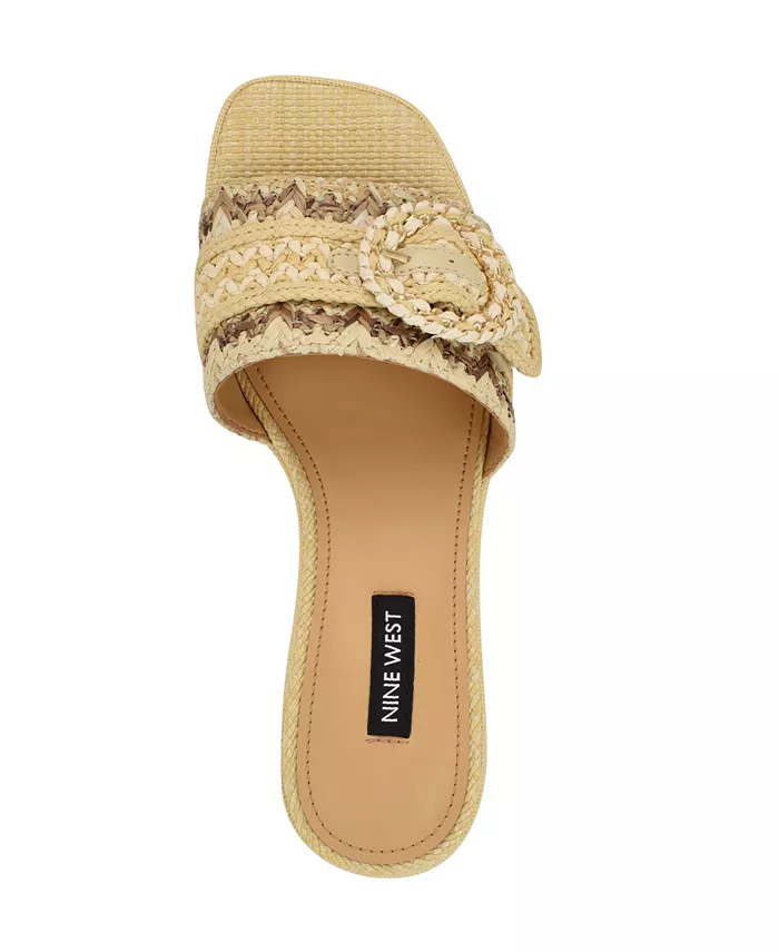 Женские сандалии Ending Woven на блочном каблуке Nine West, коричневый/бежевый — фото 4