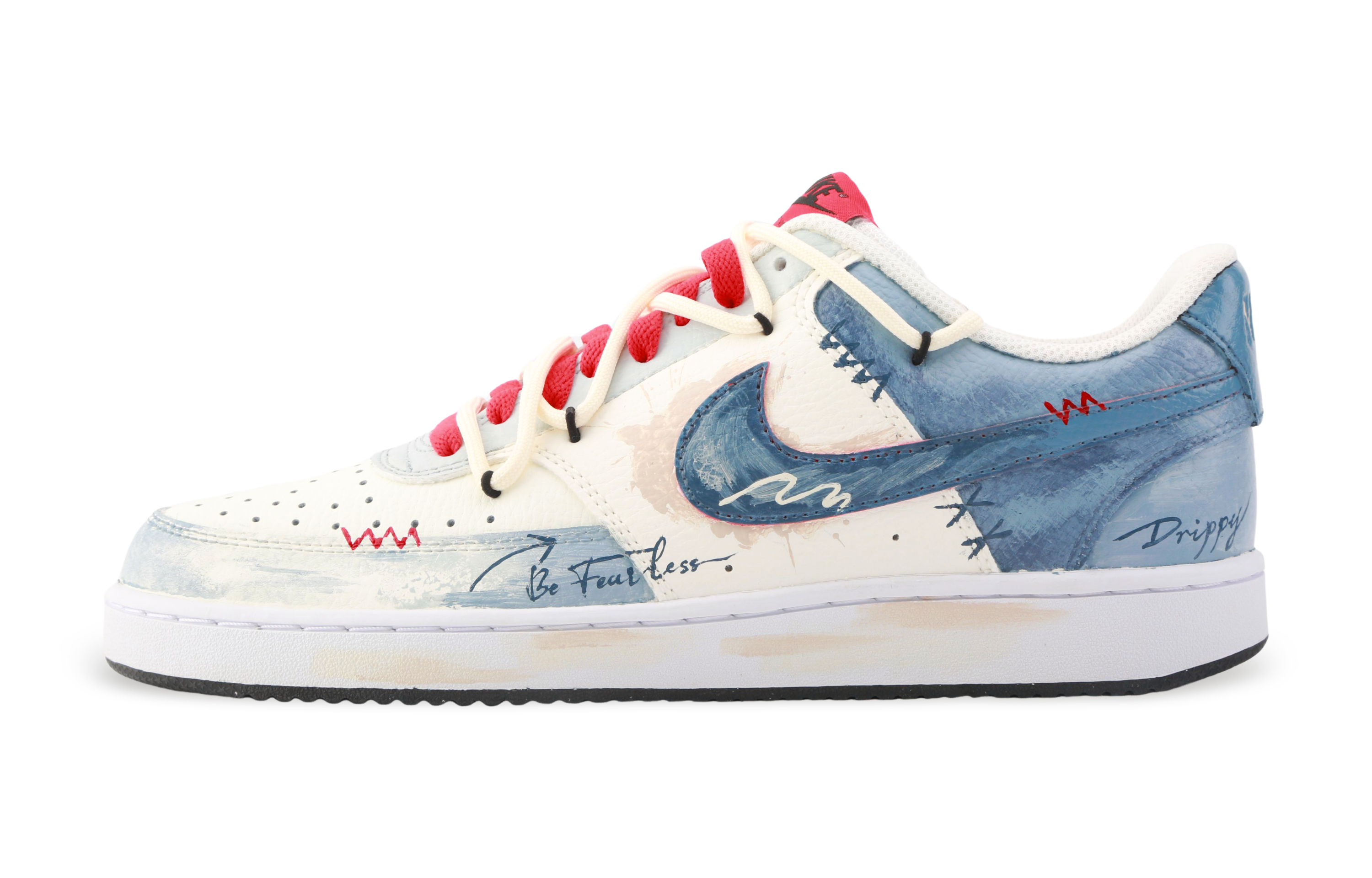

Nike Кроссовки Court Vision 1 Drippy Fearless, износостойкие, низкие, для скейтбординга, синие, мужские