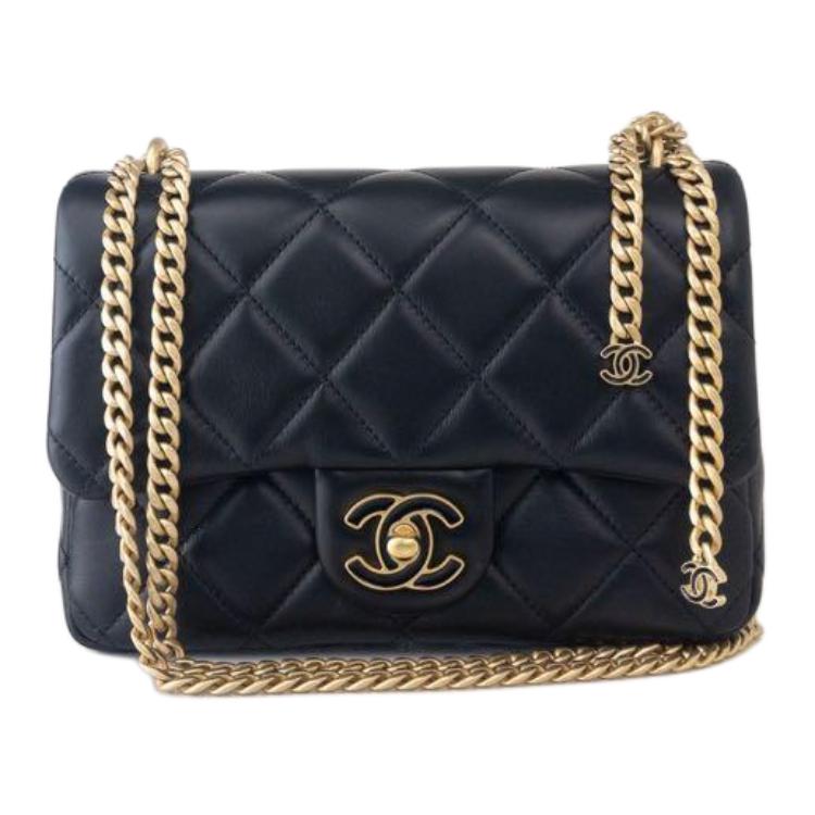 

CHANEL Бархатная эмалевая цепочка мини-сумка через плечо женская черная