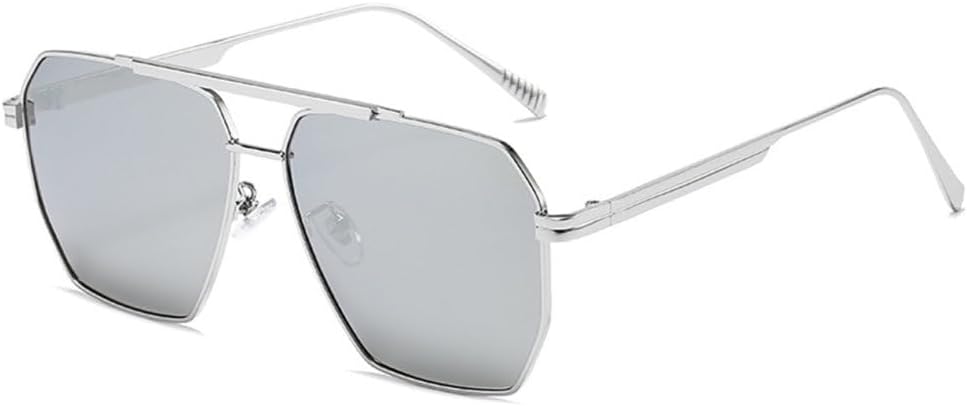 

Солнцезащитные очки для женщин и мужчин, классические, с отражающими линзами, модные солнцезащитные очки с металлическими линзами и защитой от УФ-излучения, один размер, серебристый цвет TYUVIVO, One Size