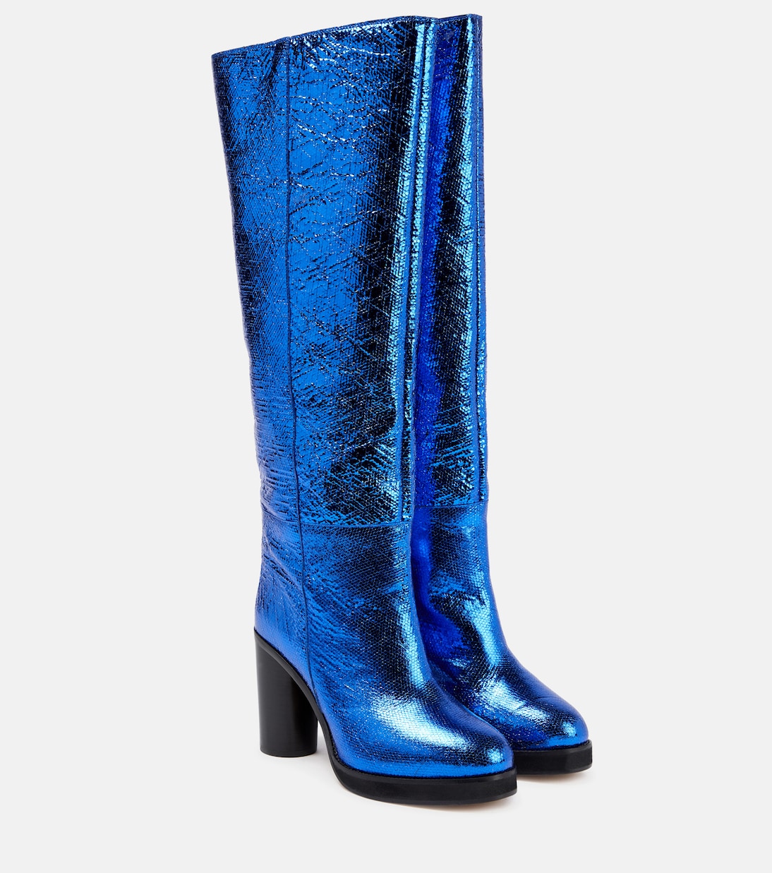 Сапоги Lylene из металлизированной кожи до колена Isabel Marant, Metalic Blue