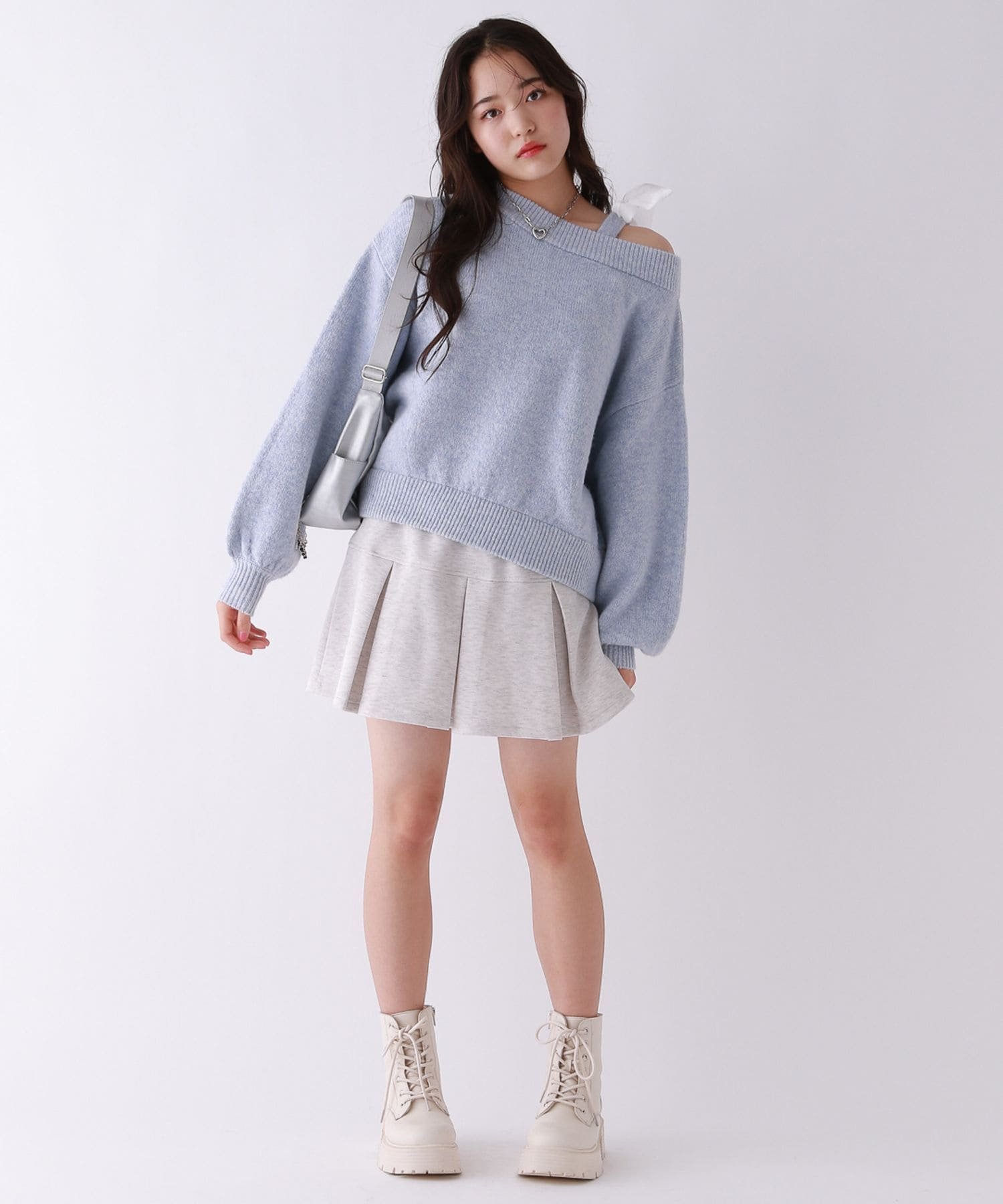 Вязаный топ с открытыми плечами и лентами Repipi armario, Gray 15 — фото 4