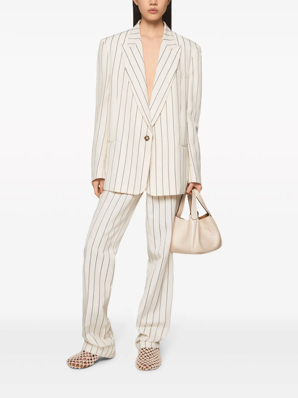 Однобортный пиджак в тонкую полоску STELLA MCCARTNEY, белый — фото 2