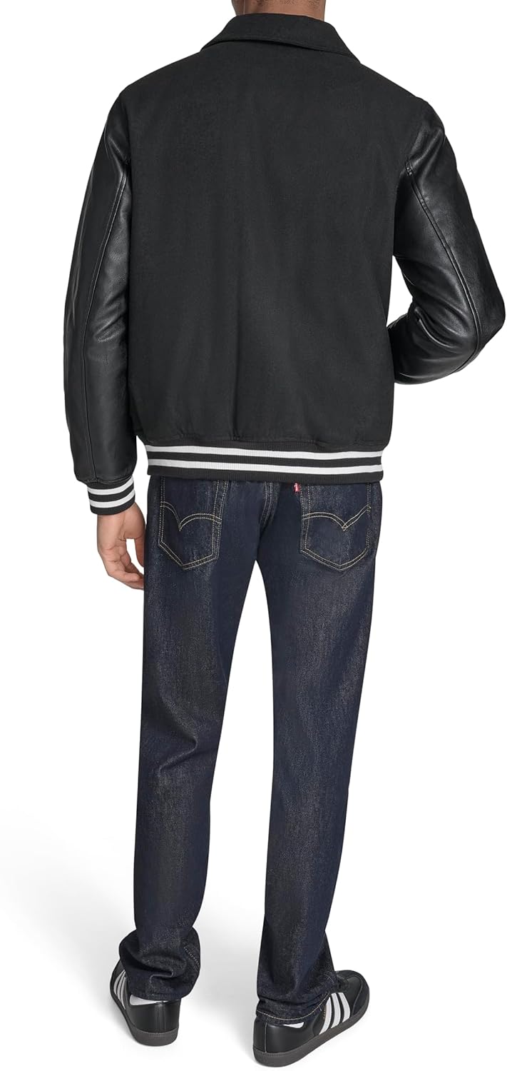 Мужская университетская куртка Levi's Letterman смешанной расцветки, Black Laydown Collar — фото 4