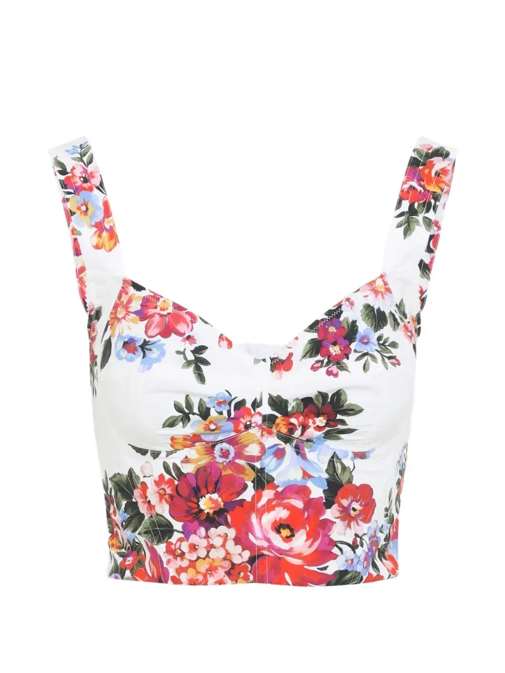 Хлопковый топ с цветочным принтом Dolce & Gabbana, белый