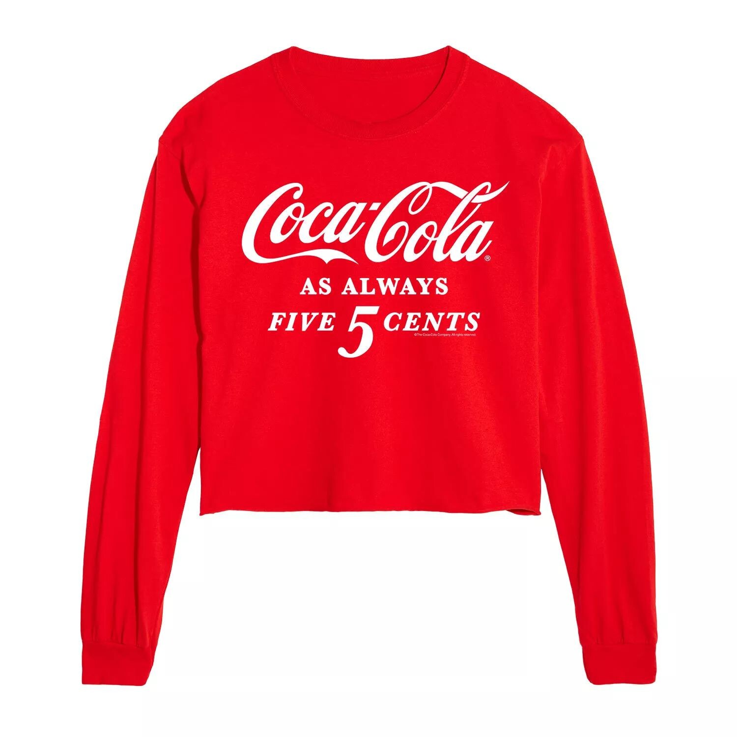 

Укороченная футболка с длинными рукавами и рисунком Coca-Cola Five Cents для юниоров Licensed Character, красный