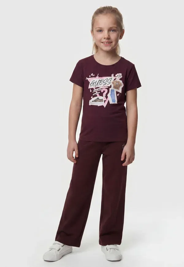 Футболка детская Guess Kids teens ss t-shirt_logo print t-shirt, темно-коричневая