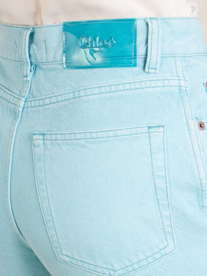 Джинсы облегающие с высокой талией CHLOÉ, бирюзовый — фото 4