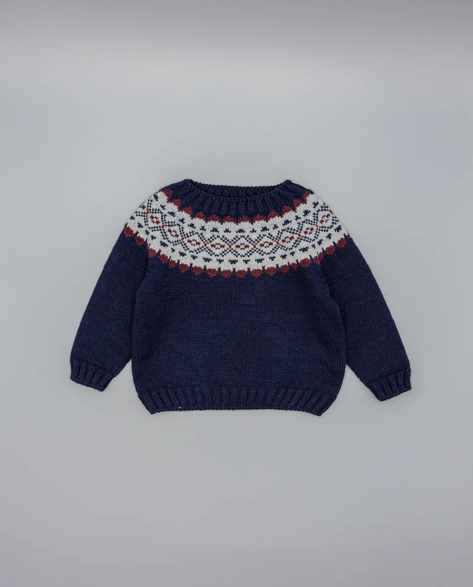 

Вязаный детский джемпер с узором Fina Ejerique, темно-синий