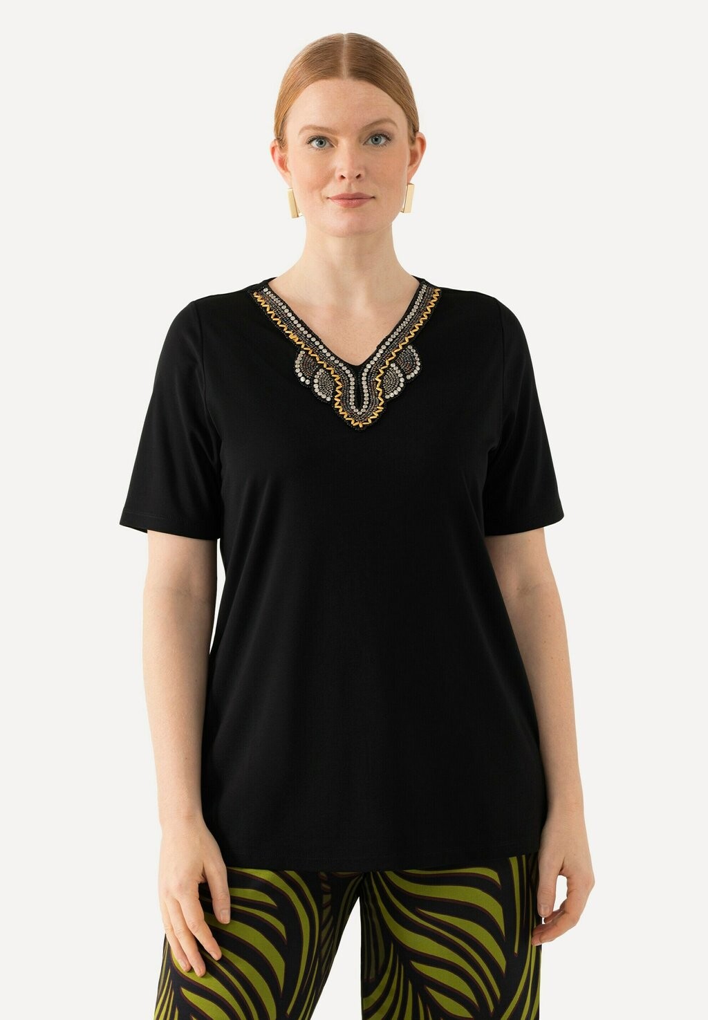 

Футболка с принтом BEADED SHORT SLEEVE Ulla Popken, черный