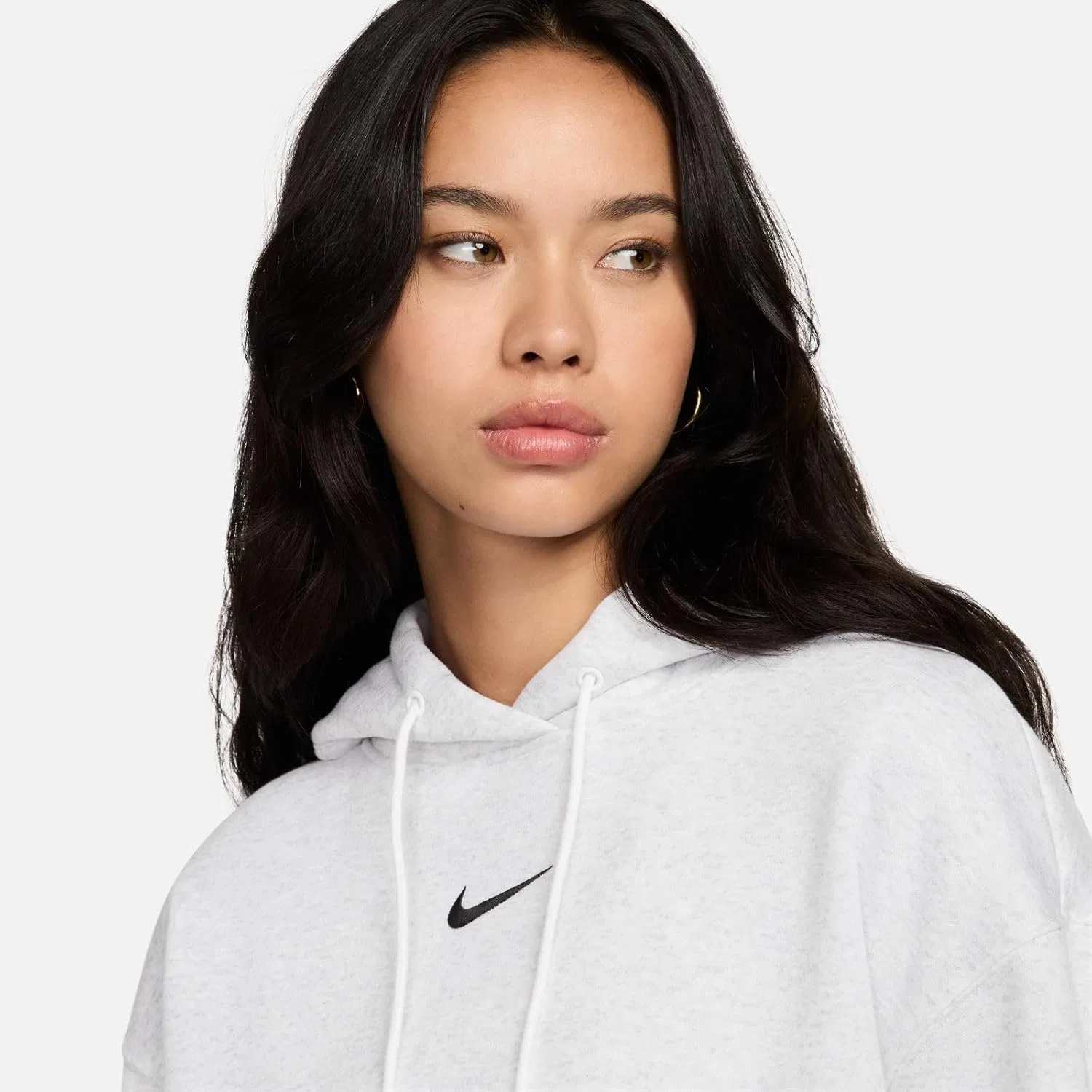 Худи Nike Women's Sportswear Phoenix Fleece Oversized Pullover, Birch Heather/Black — фото 4