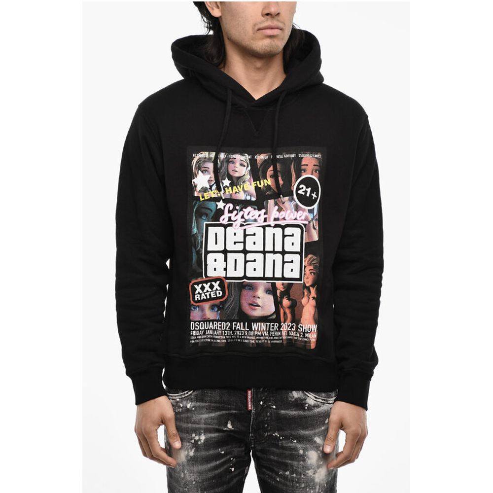

Хлопковая толстовка с капюшоном и макси-принтом Dsquared2, Black