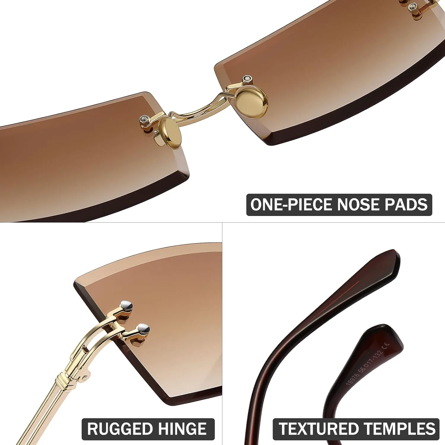 

Ретро-солнцезащитные очки без оправы для женщин и мужчин, модные квадратные очки небольшого размера без оправы с прозрачными линзами, очки в стиле Y2K TIGA VINTA, 8