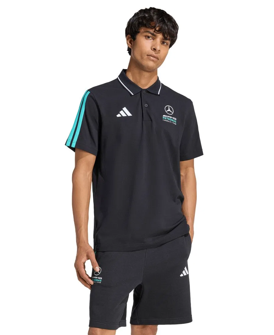 Мужская футболка-поло Mercedes Formula 1 с коротким рукавом adidas, Black/Mint Rush