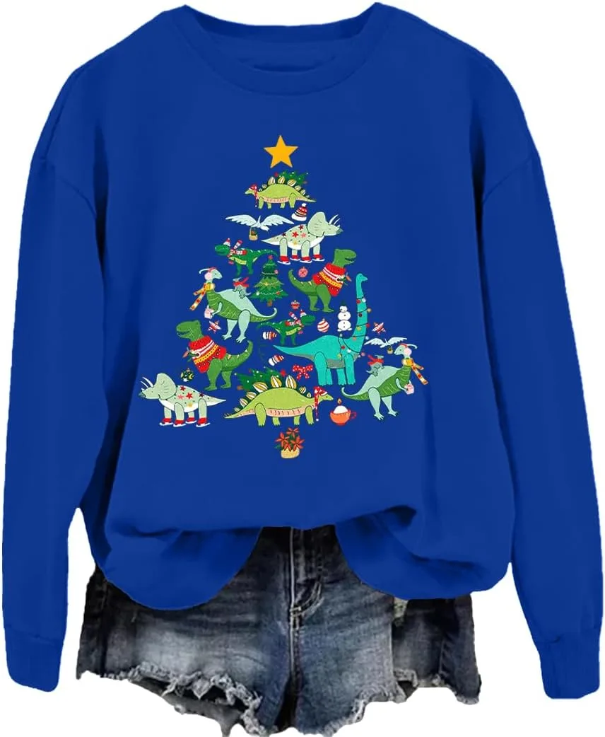 

Толстовка Merry Dinomas с капюшоном и принтом динозавра и рождественской елки JIONOCY