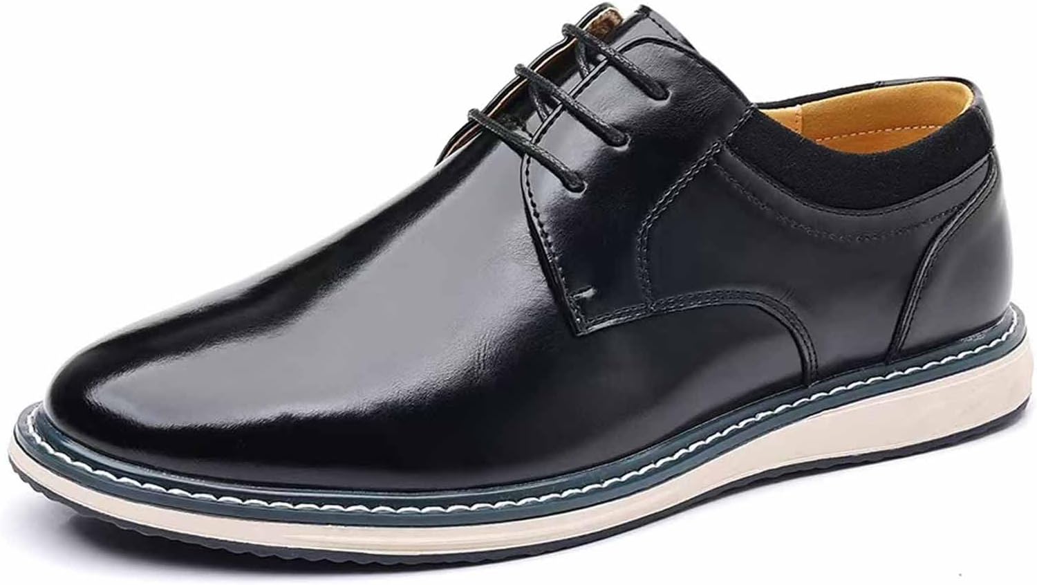 

Мужские оксфорды из лакированной кожи с шнуровкой, ретро, низкий каблук, круглый носок, деловые удобные нескользящие повседневные дерби Donrrndk, черный