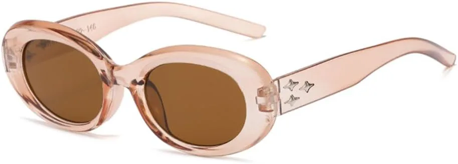 

Солнцезащитные очки LVTFCO для женщин и мужчин, маленькие, овальные, модные, простые, повседневные и в стиле ретро, ​​с защитой от ультрафиолета UV400, Clear Brown