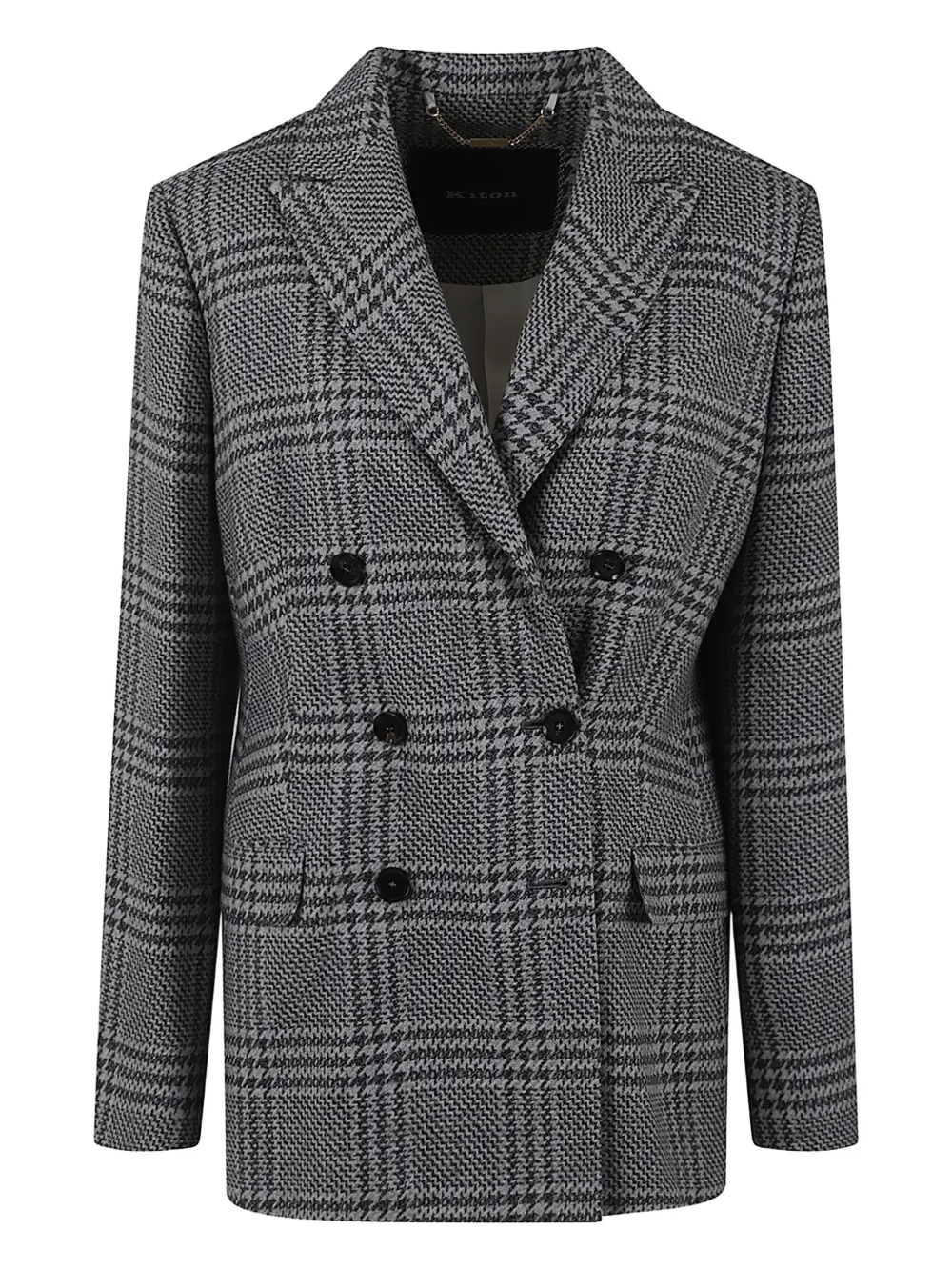 

Двубортный блейзер в клетку Kiton, серый