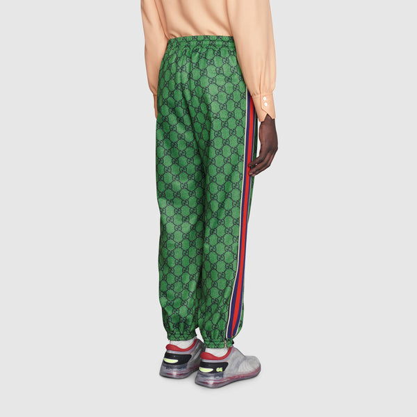 Спортивные брюки Gucci men's fw21, с принтом логотипа, зеленые — фото 4