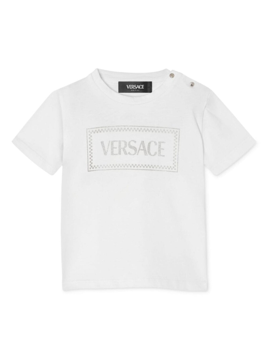 

Футболка с блестящим логотипом Versace Kids, белый