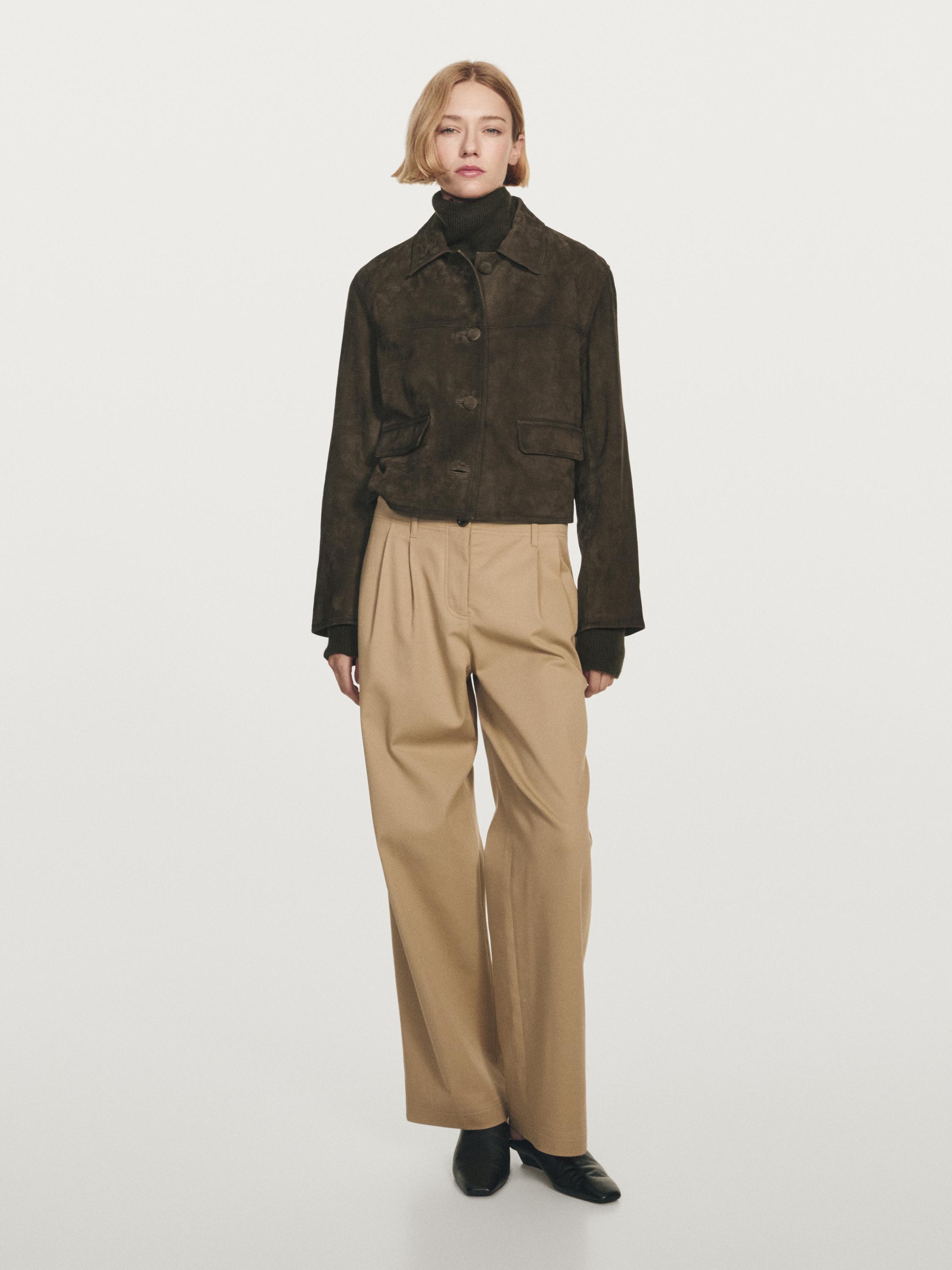 

Куртка из замши с подкладкой на пуговицах Massimo Dutti, зеленый