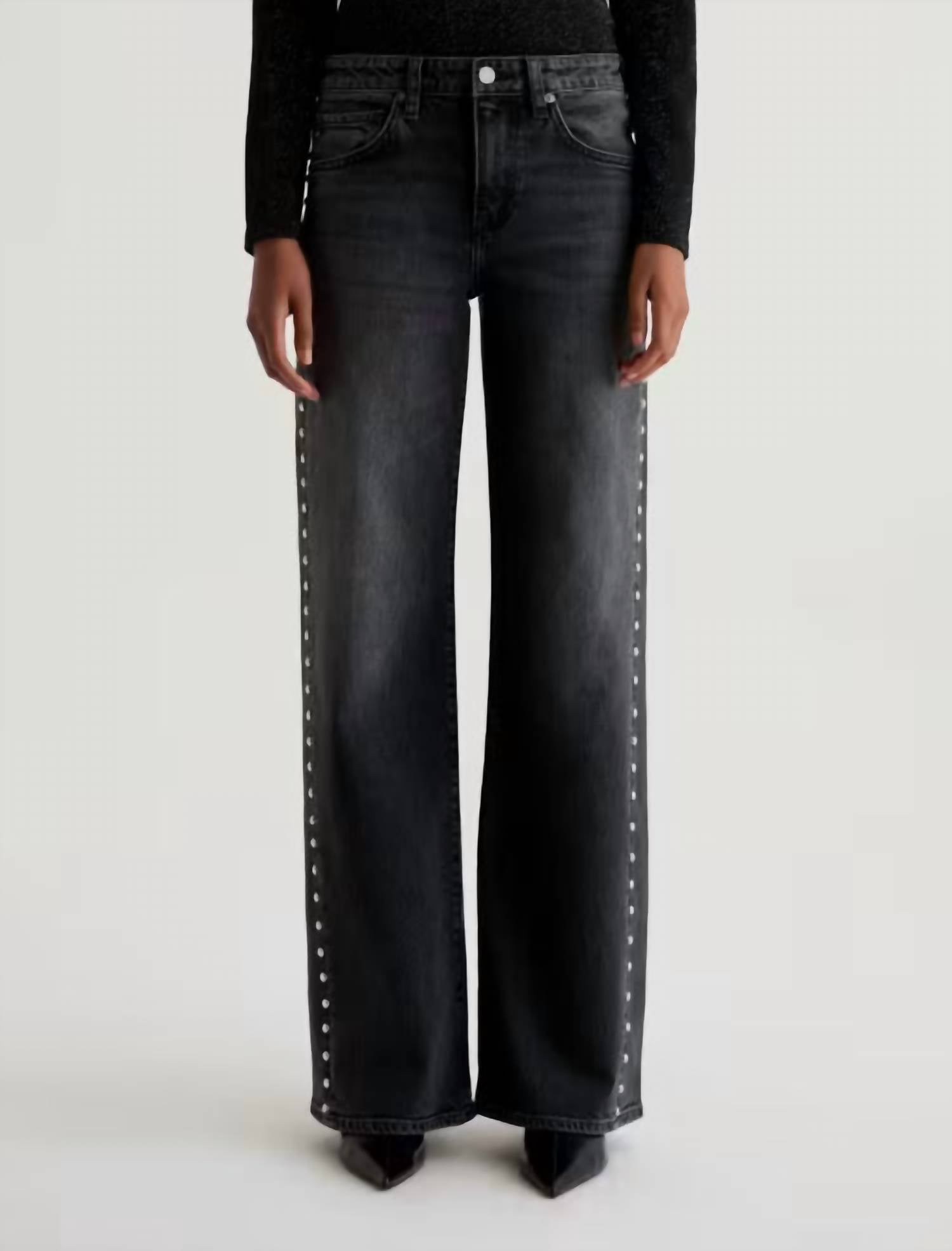 

Джинсы Adria Studded Wide-Leg Jeans In Immensity AG Jeans, immensity