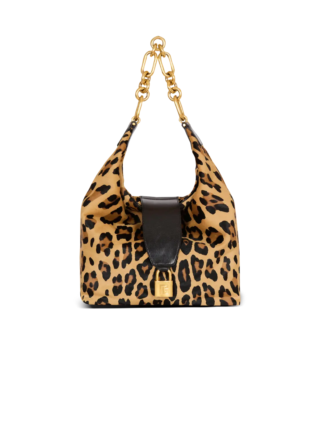 

Сумка-хобо из кожи с леопардовым принтом Sync Balmain, коричневый