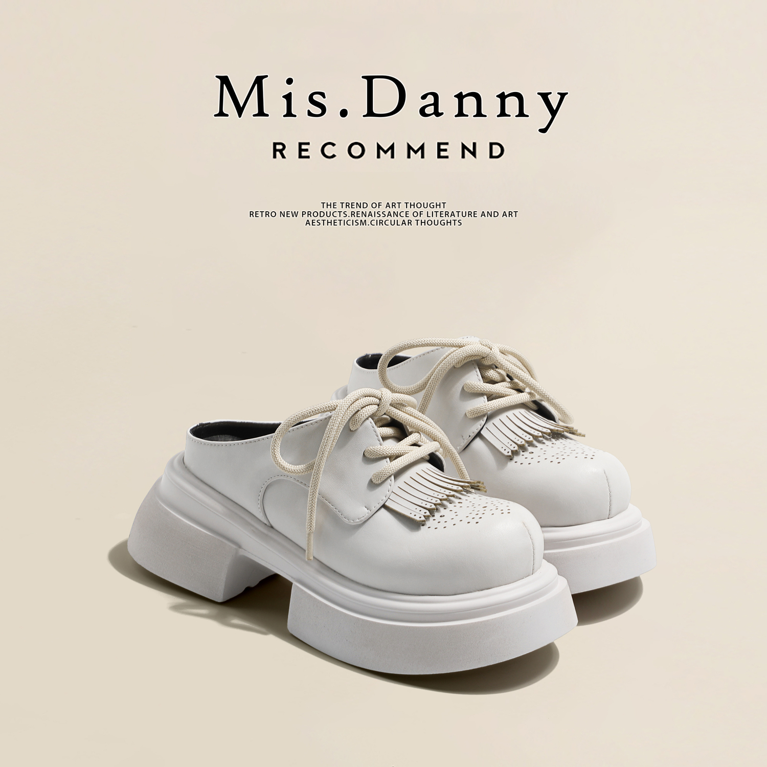 Тапочки с запахом MIS. DANNY, винтажный белый — фото 3