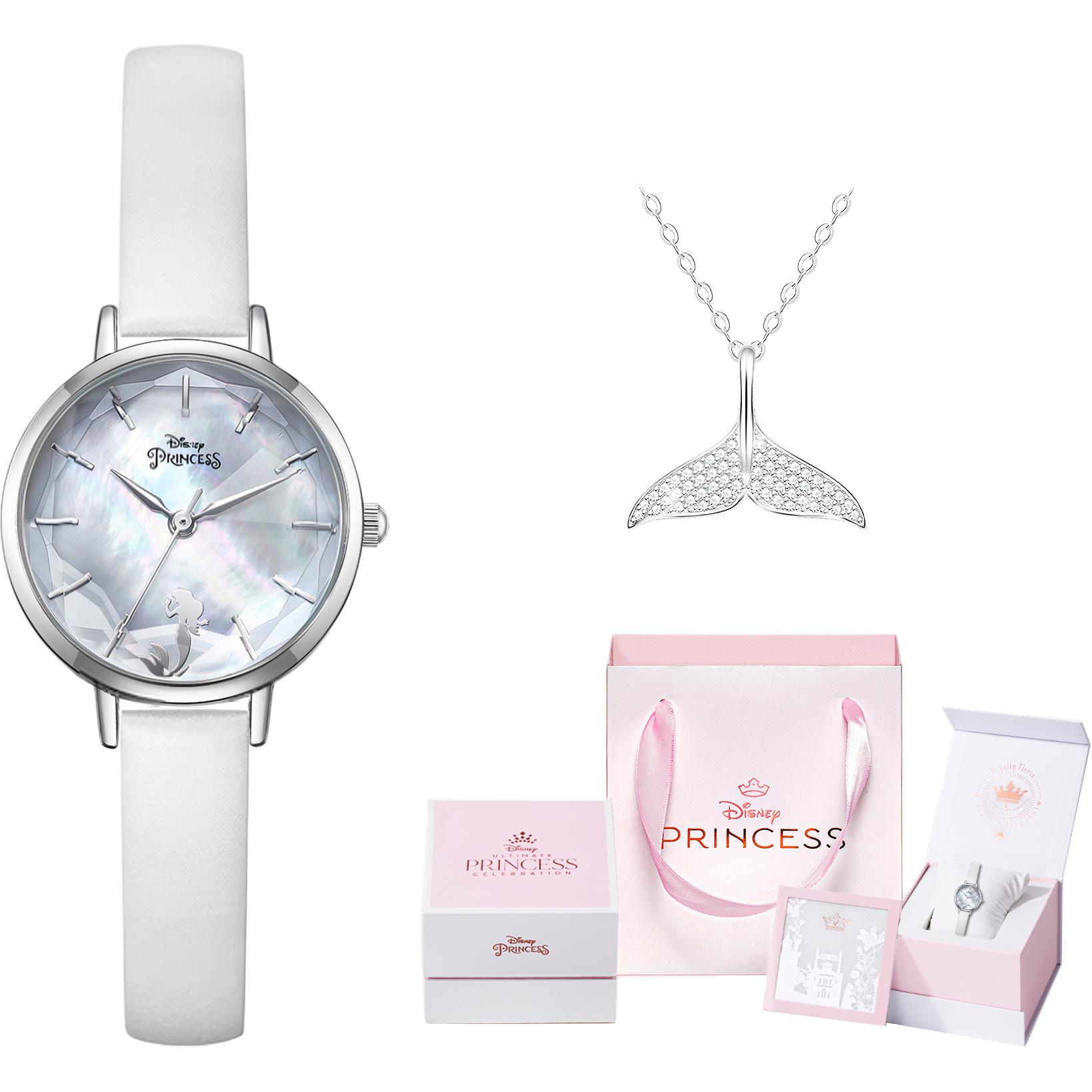 

Disney Часы Princess Quartz Movement PU Strap Watch Women's Watch Silver Dial, Silver Shadow Iridescent[Disney Princess Box]