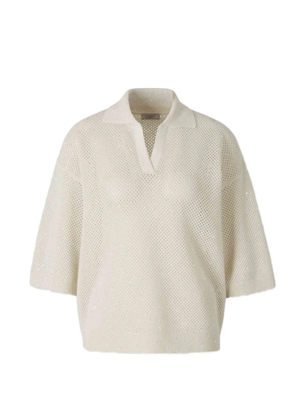 

Футболка с V-образным вырезом и украшением пайетками Peserico, бежевый