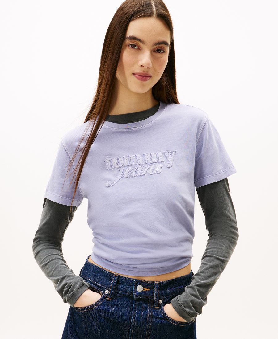 

Женская футболка с коротким рукавом, окрашенная в готовом виде Tommy Jeans, Periwinkle Dusk