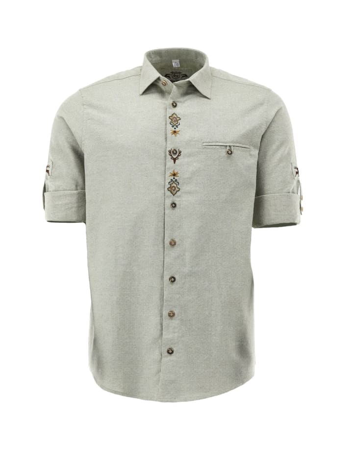 

Традиционная рубашка Молира средне-зеленого цвета OS-Trachten