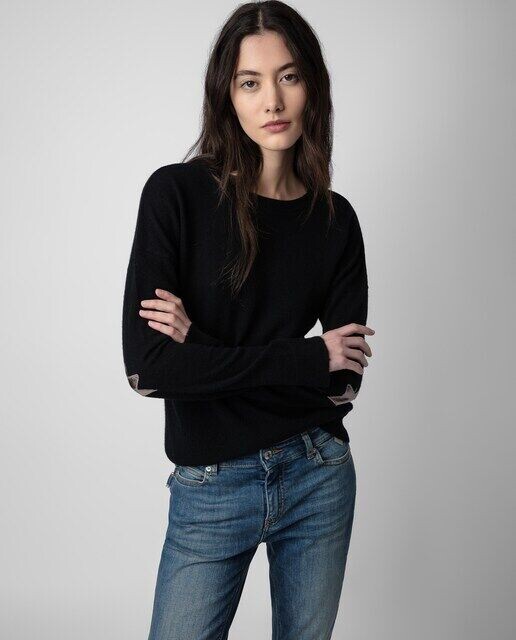 

Женский кашемировый свитер Cici Patch с заплатками на локтях Zadig & Voltaire, черный