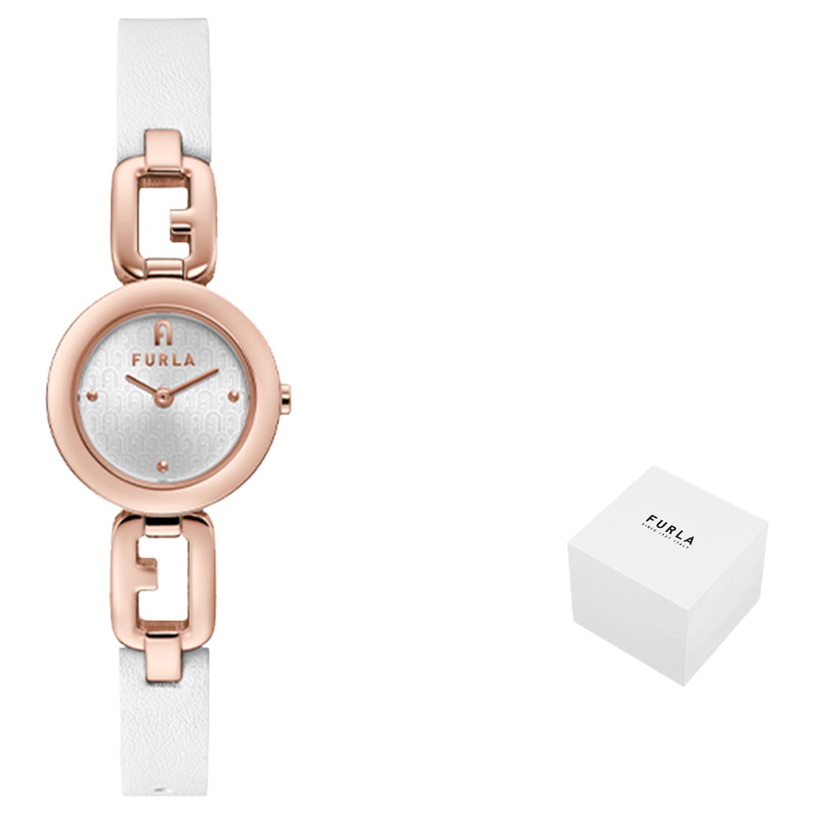 

Furla Часы GLAMOUR CHIC Collection Wrist Watch Quartz Movement Genuine Leather Strap 25mm White Dial Women's Watch, White
