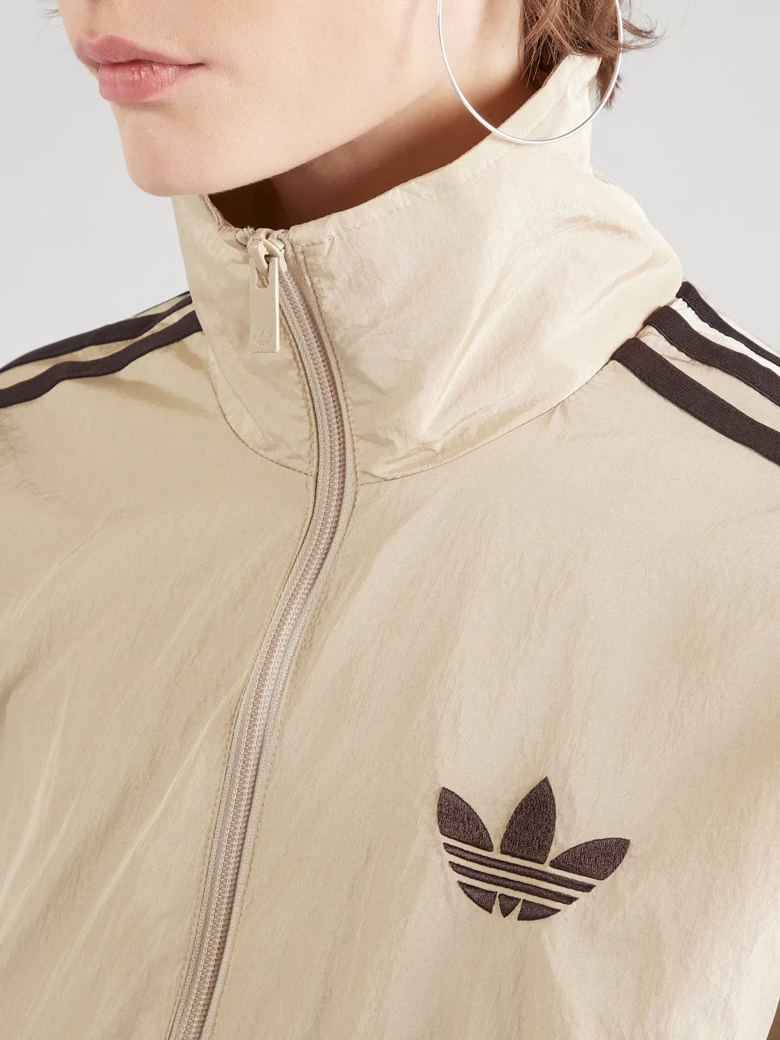 Худи на молнии Adidas Originals FB бежевого цвета — фото 2
