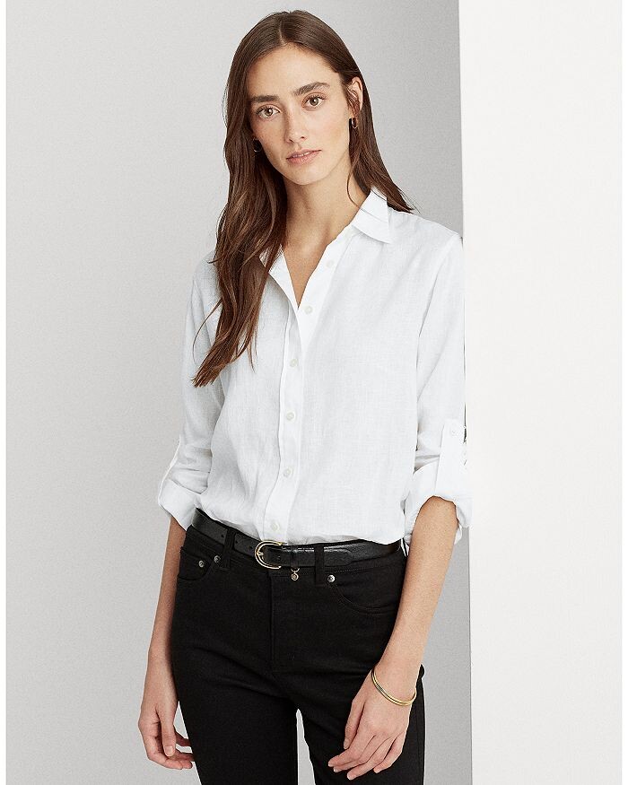 Льняная рубашка с длинным рукавом и воротником на пуговицах Ralph Lauren — фото 3