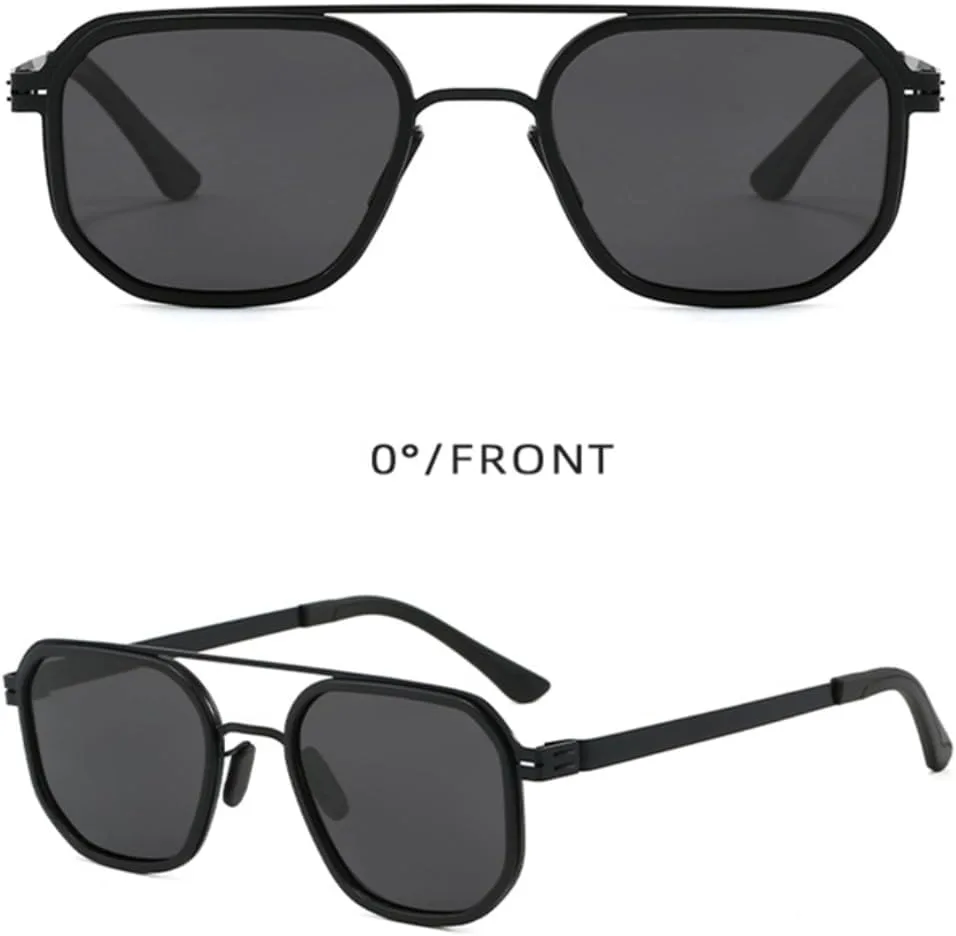 

Ретро металлические солнцезащитные очки с двойной перемычкой для мужчин и женщин, модные солнцезащитные очки UV400 с прозрачными линзами VVTWSSW, Black Gun Dark Green