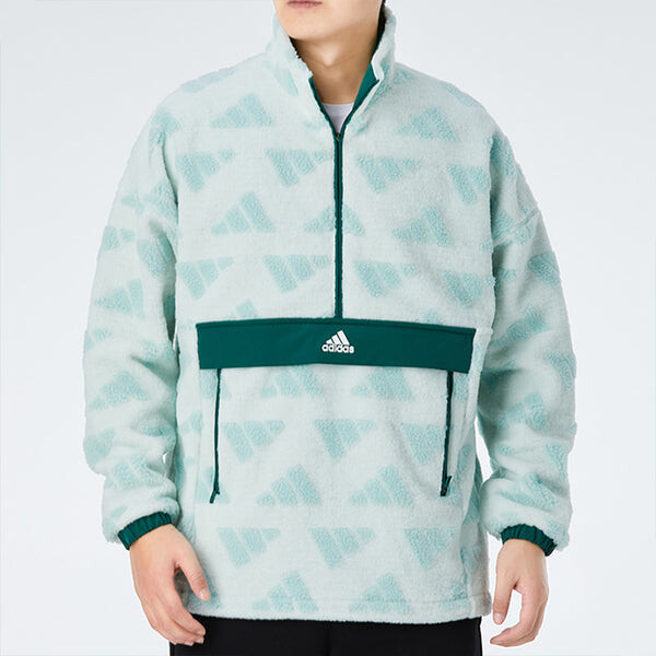 Куртка adidas Sport Performance Stay Warm Windproof Stand Collar polar fleece Pullover Jacket Green, зеленый — фото 3