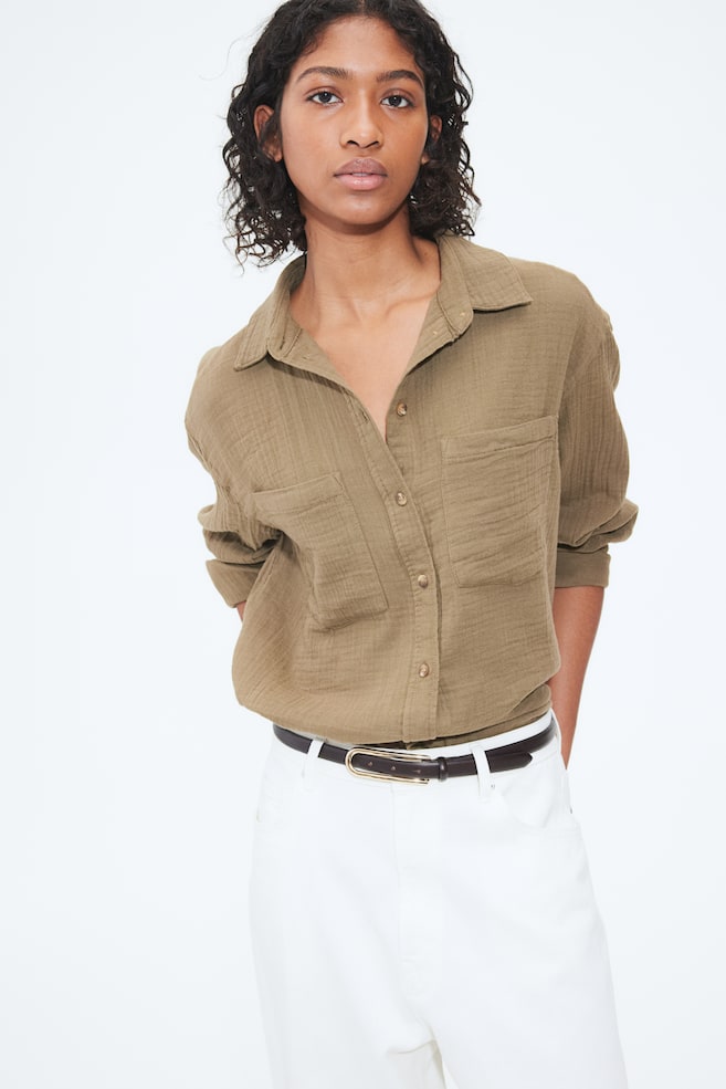 

Хлопковая блузка H&M, зеленый