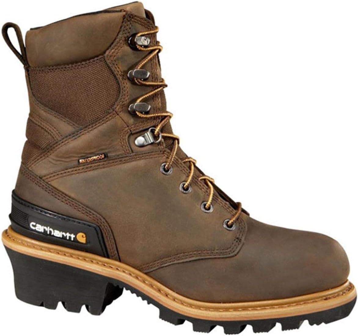 Ботинки Carhartt 8 водонепроницаемые кожаные для лесорубов - ботинки с композитным носком для мужчин, с подошвой Goodyear, противоскользящей подошвой, с сертификатом EH, коричневый — фото 2