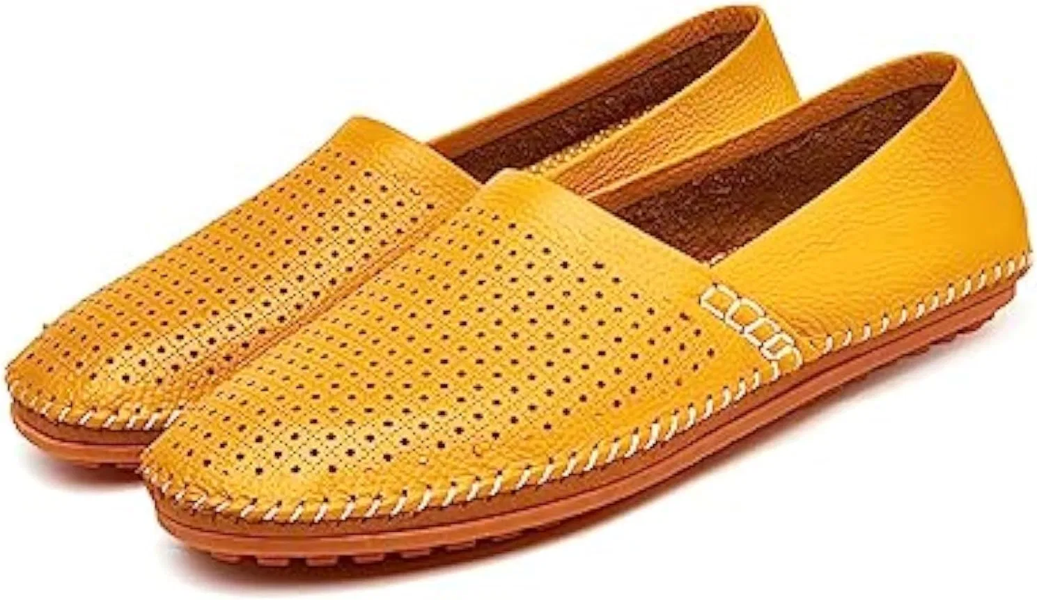 Лоферы кожаные, легкие Men's Genuine Leather Loafer Flats, Yellow-02 Zentavi — фото 4